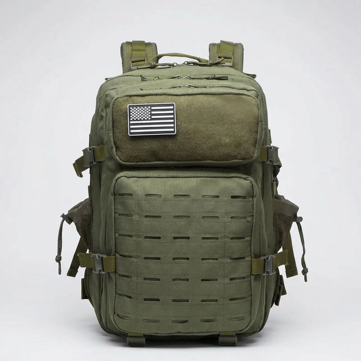 Versatile large-capacity tactical backpack, durable & customizable MOLLE system for any mission.