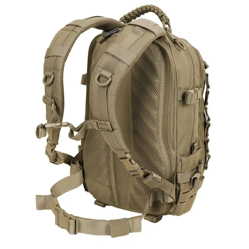 Rugged waterproof hiking backpack with multiple compartments & Molle webbing. Ideal unisex travel bag for outdoor adventures.