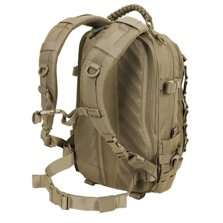 Rugged waterproof hiking backpack with multiple compartments & Molle webbing. Ideal unisex travel bag for outdoor adventures.