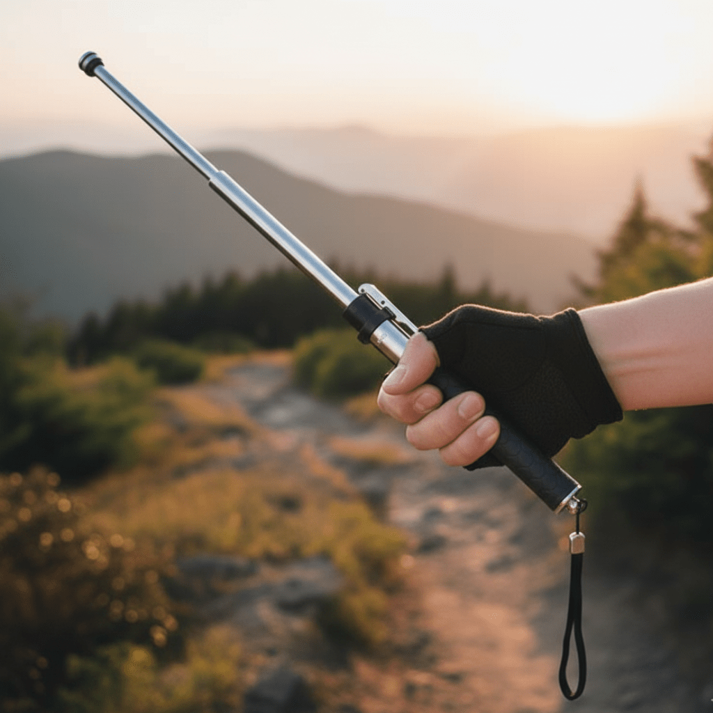 Unisex telescopic trek stick for hiking & walking. Adjustable, lightweight outdoor gear for stability.