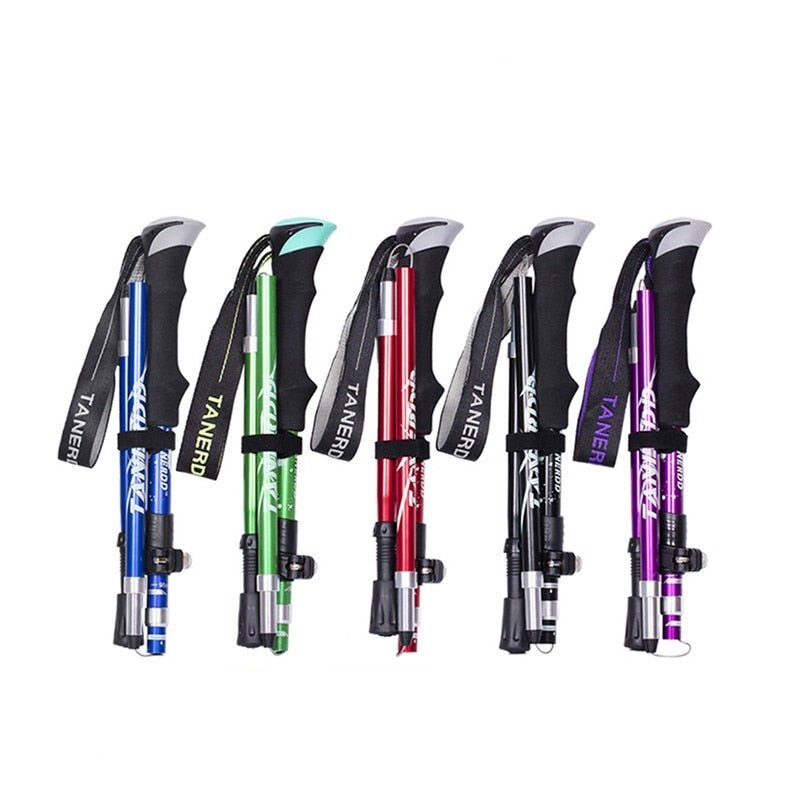 Unisex telescopic walking poles for hiking & trekking. Adjustable, lightweight outdoor adventure gear for trails.