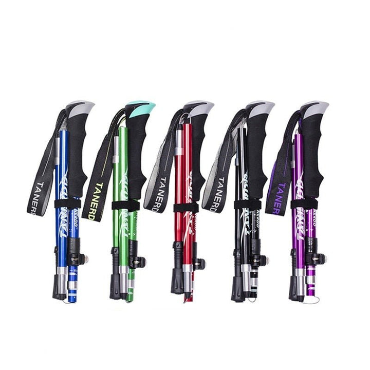 Unisex telescopic walking poles for hiking & trekking. Adjustable, lightweight outdoor adventure gear for trails.