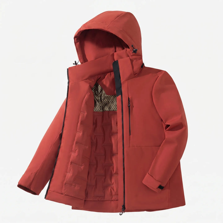 Protective unisex thermal hooded windbreaker, offering comfort and warmth against cold winds.