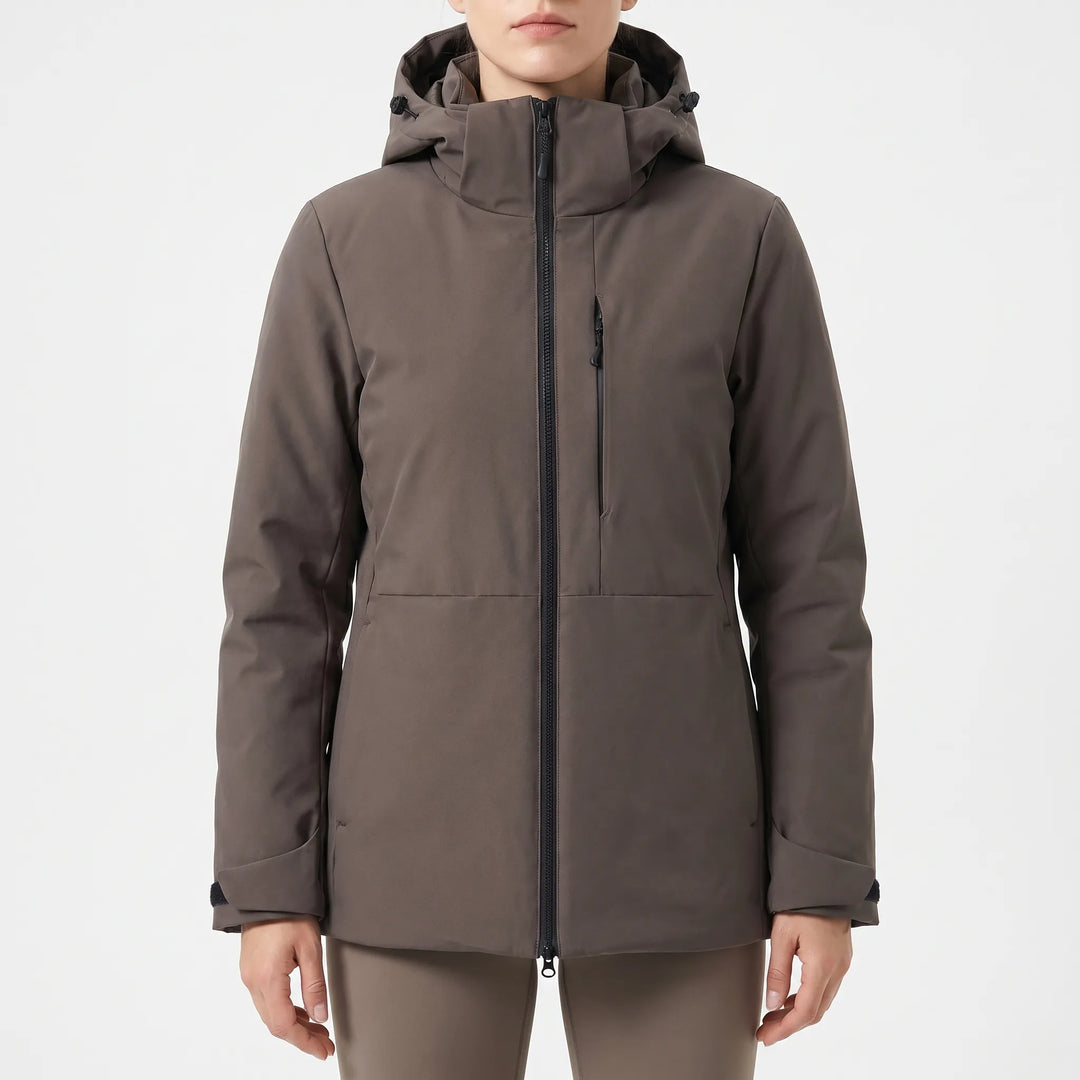 Unisex thermal jacket with hood, offering superior warmth & wind protection for winter sports & activities.
