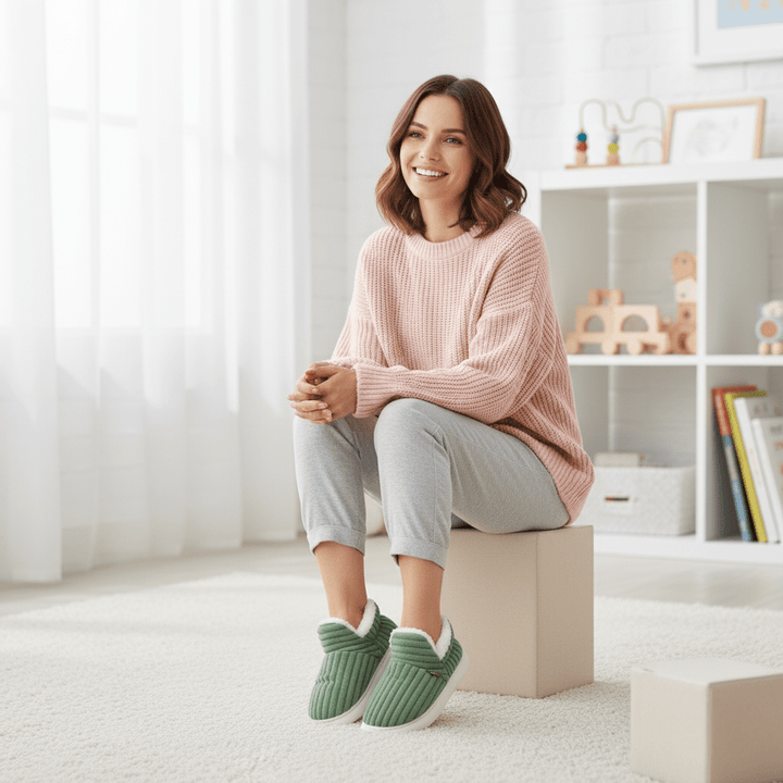 Cozy unisex thermal slippers with soft lining for indoor winter comfort.