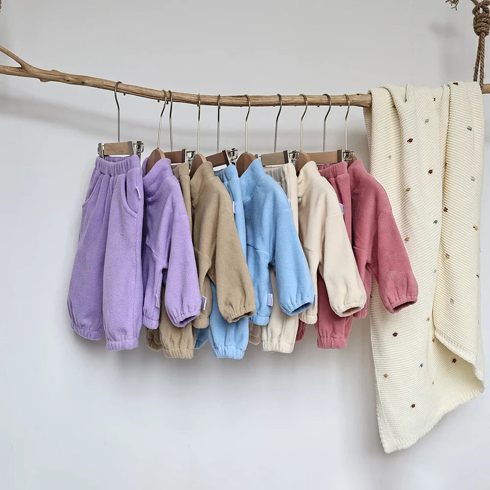 Comfortable unisex toddler fleece outfit, perfect for playtime or relaxation