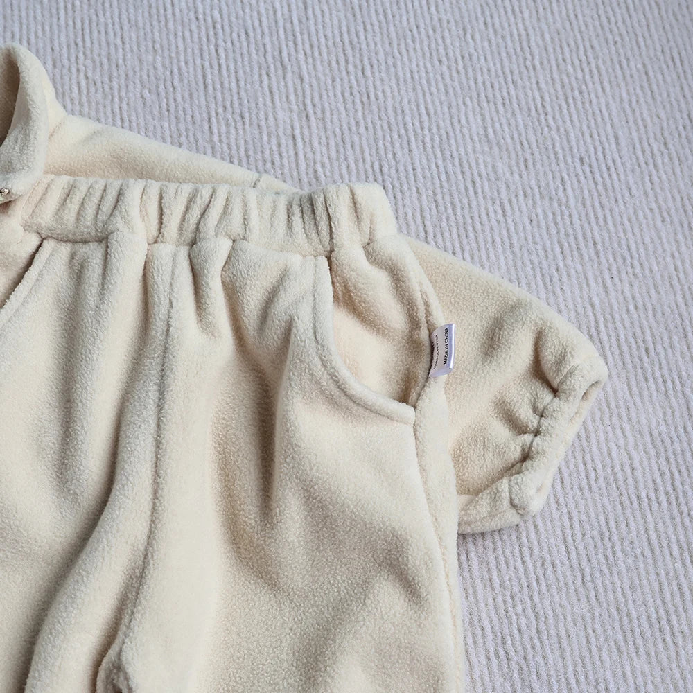 Versatile gray fleece hoodie and pants for toddlers, easy-care infant apparel