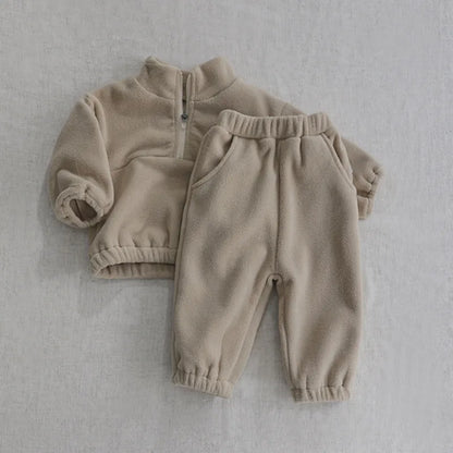 Gray fleece pullover hoodie for toddlers, essential cozy baby clothes for autumn