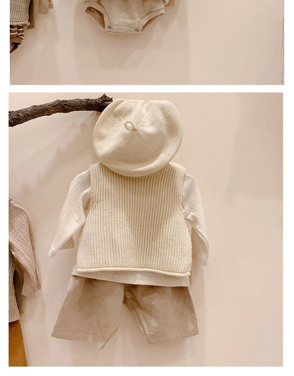 Unisex toddler knit vest, an easy-to-wear outerwear for fall, ideal for casual outfits.