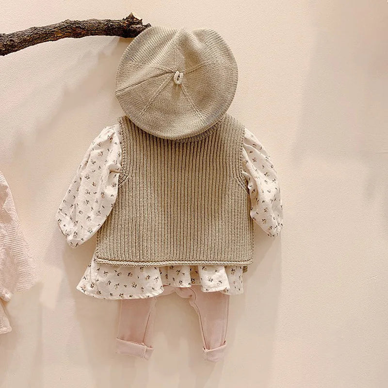 Toddler solid knit vest, a versatile unisex outerwear essential for cool weather.
