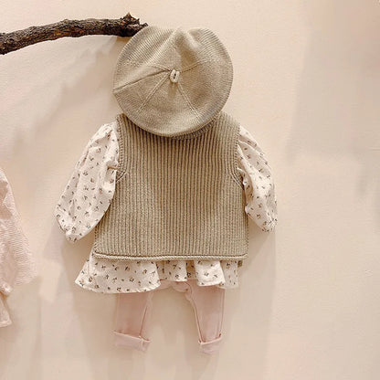 Toddler solid knit vest, a versatile unisex outerwear essential for cool weather.