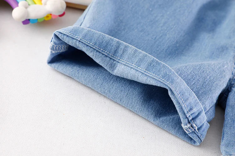 Unisex toddler summer outfit: casual cartoon t-shirt and elastic waist shorts blend