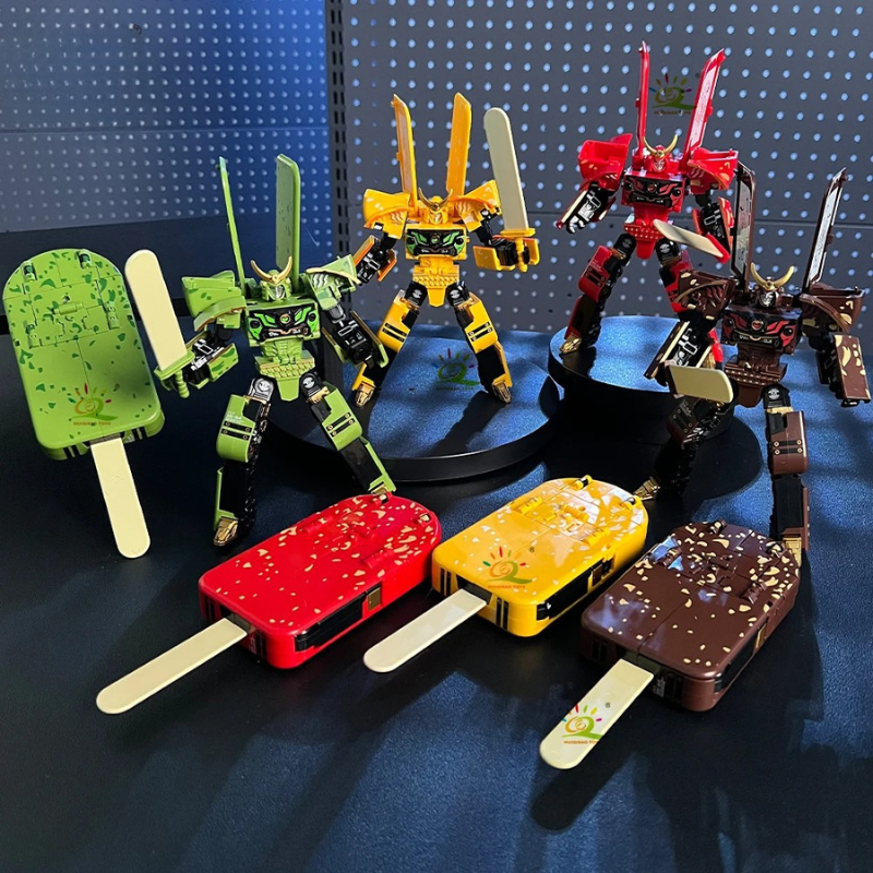 Unisex transforming ice cream cone robot toy figure in robot mode, perfect for creative play & desk decor