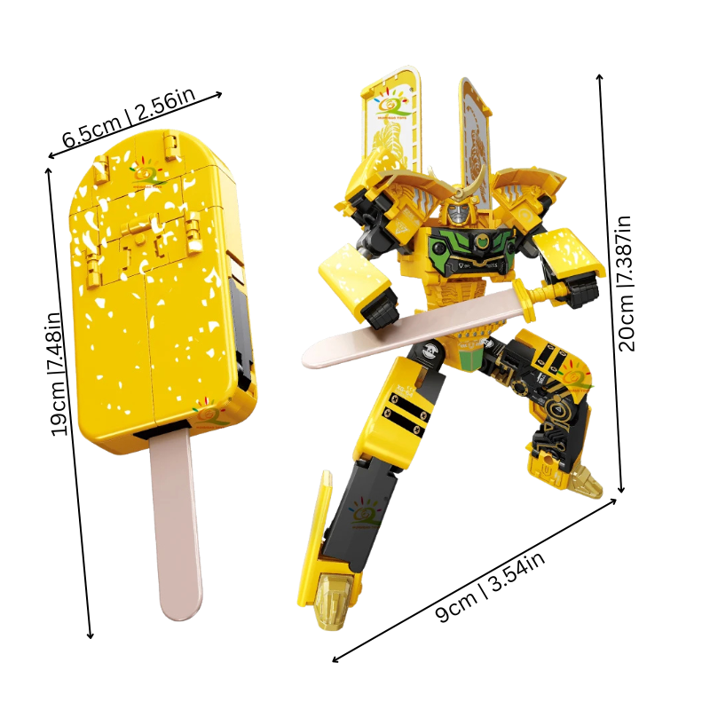 Transforming robot toy disguised as an ice cream cone, a unique collectible for kids' imagination