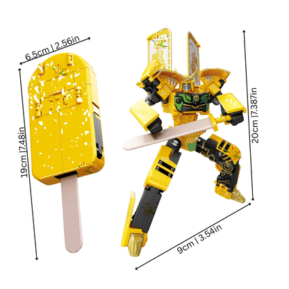 Transforming robot toy disguised as an ice cream cone, a unique collectible for kids' imagination