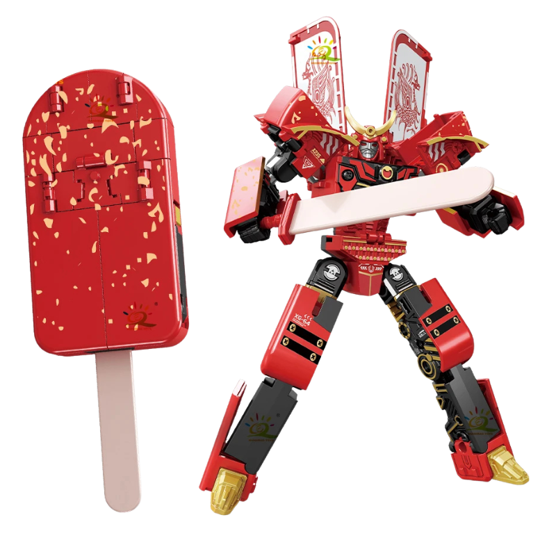 Collectible ice cream robot action figure, a fun transforming toy for creative play and desk decor