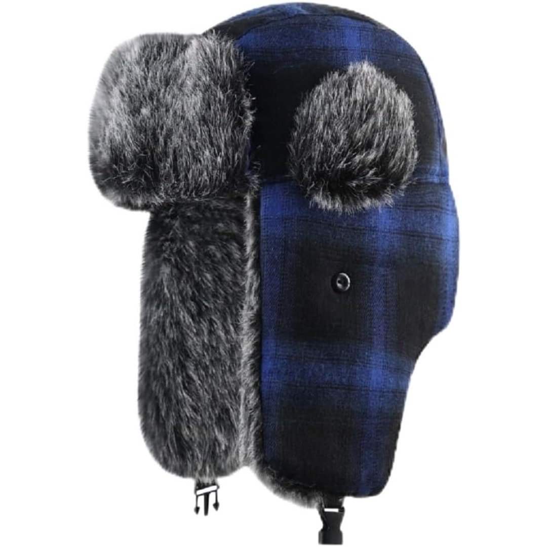 Unisex trapper hat with warm faux fur lining, ideal for extreme cold weather.
