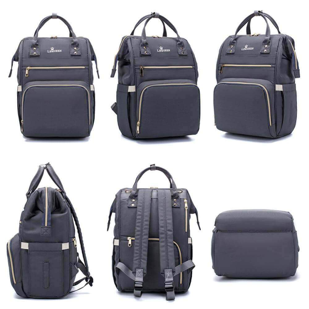 Convenient unisex maternity travel bag with insulated bottle pockets, keeping baby items ready & organized.