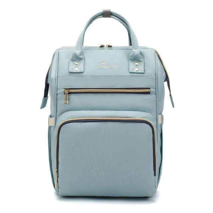 Spacious unisex travel diaper backpack featuring dedicated insulated pockets & easy access compartments.