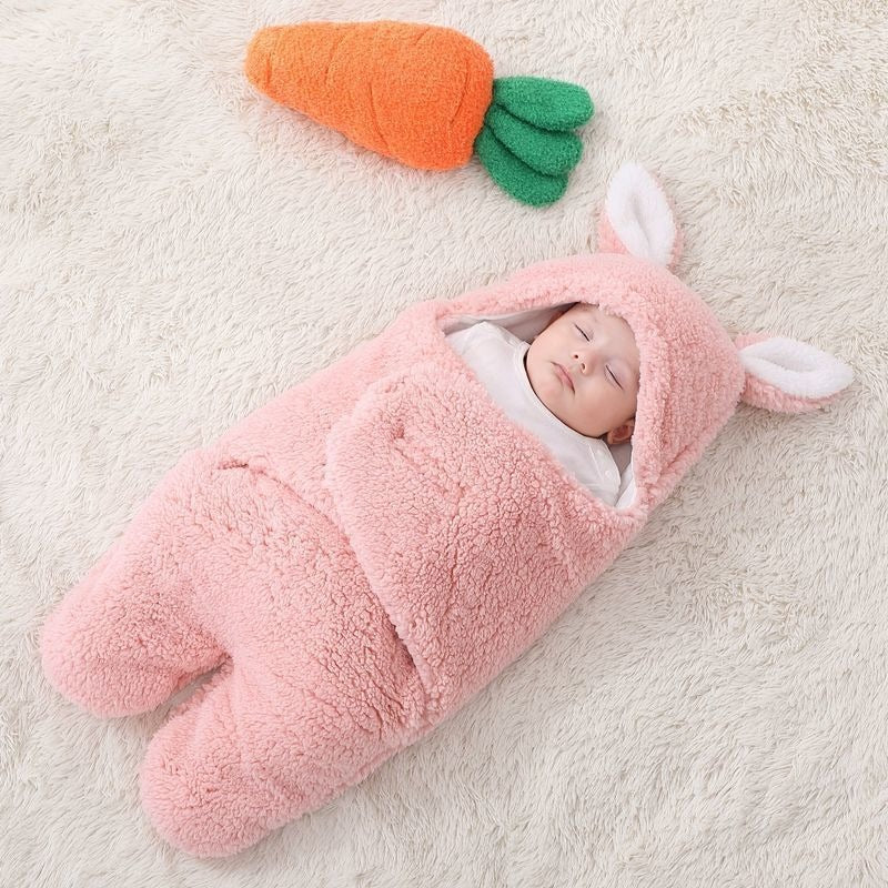 Texture shot of a plush, ultra-soft unisex baby blanket for swaddling and infant comfort