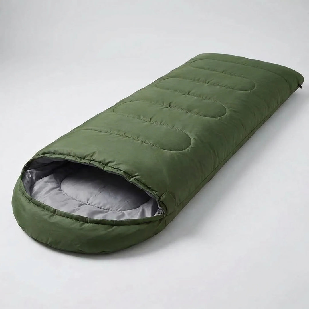 Spacious unisex ultralight 4-season envelope sleeping bag, offering warmth and comfort for camping and hiking.