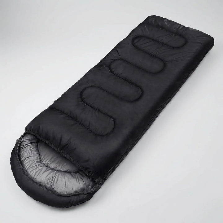 Top view of a versatile unisex 4-season envelope sleeping bag, designed for ultimate outdoor adventure comfort.