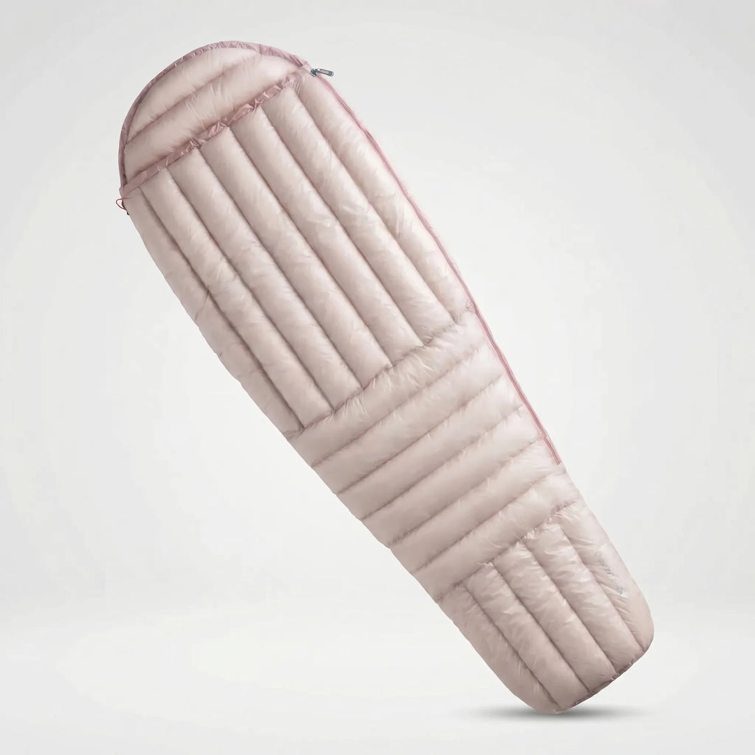Premium down-filled mummy sleeping bag. Ultralight & insulated, designed for warm, comfortable backpacking trips.