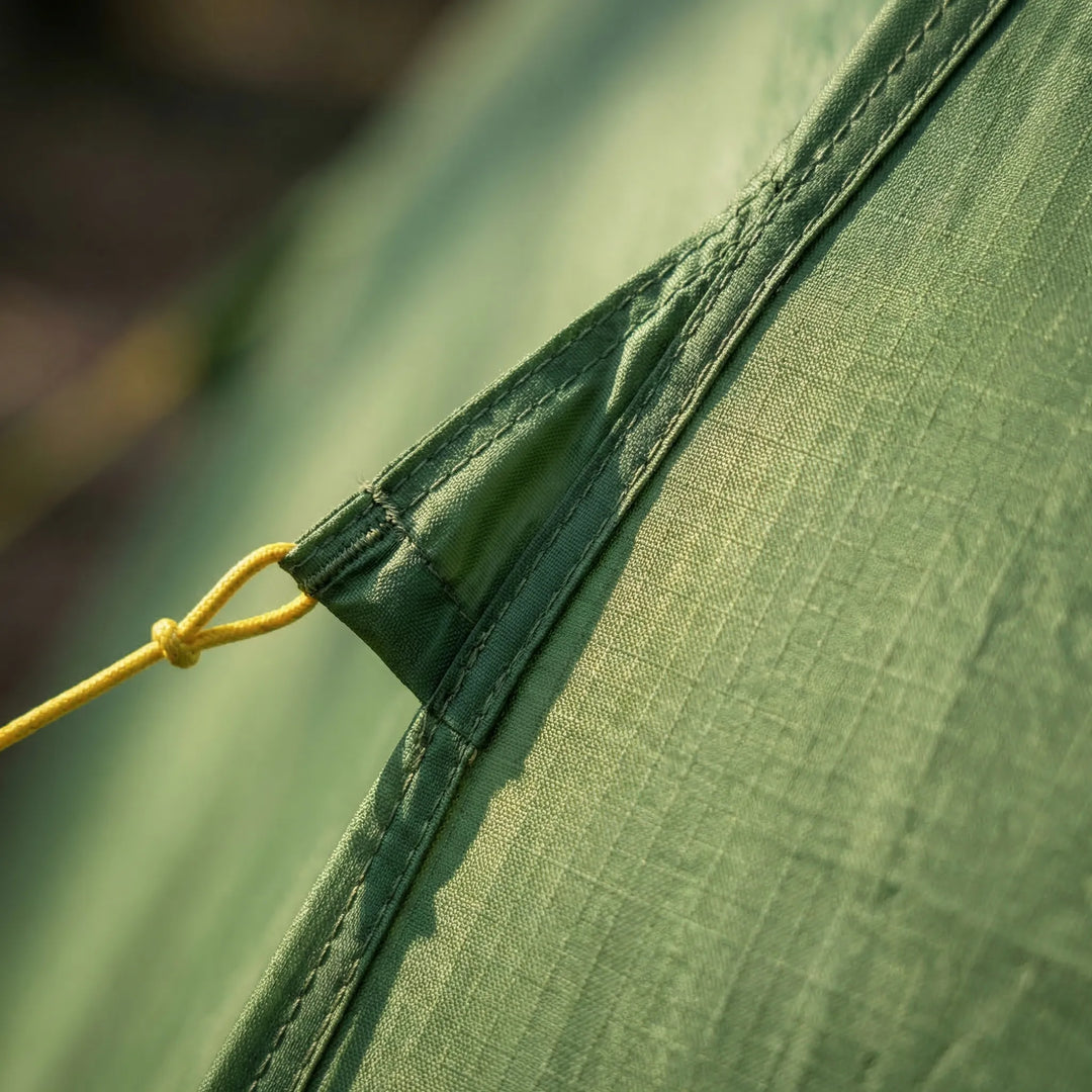 Spacious interior of an ultralight backpacking tent. Comfortable 3-season shelter for hiking and camping trips.