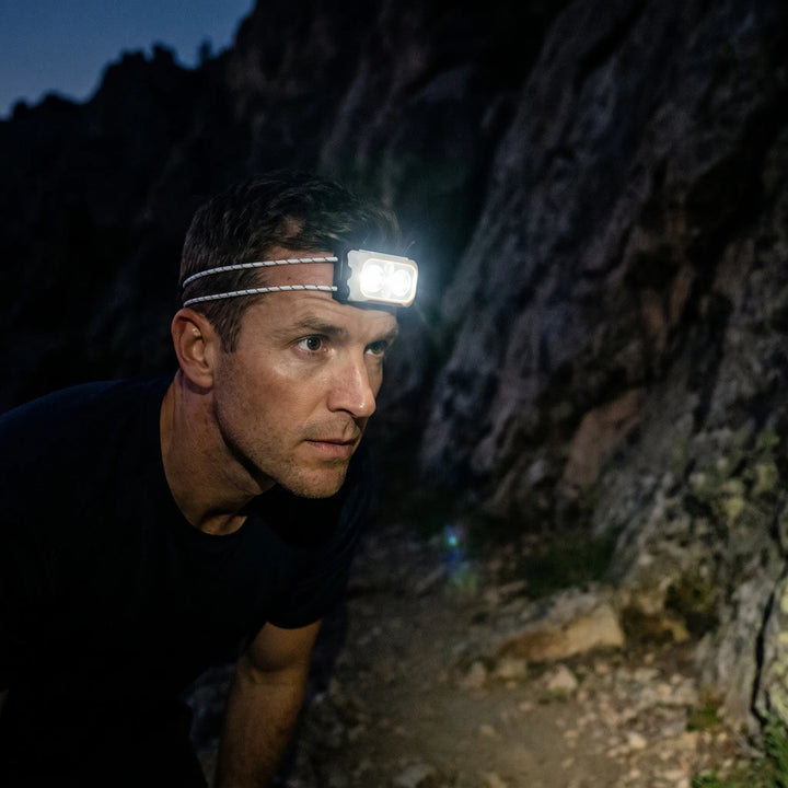 Unisex ultralight rechargeable headlamp for camping, hiking, & running. Water-resistant outdoor emergency light.