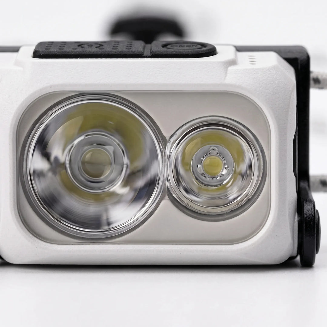 Ultralight rechargeable LED headlamp with USB charging, perfect for camping, hiking, & emergency outdoor gear.