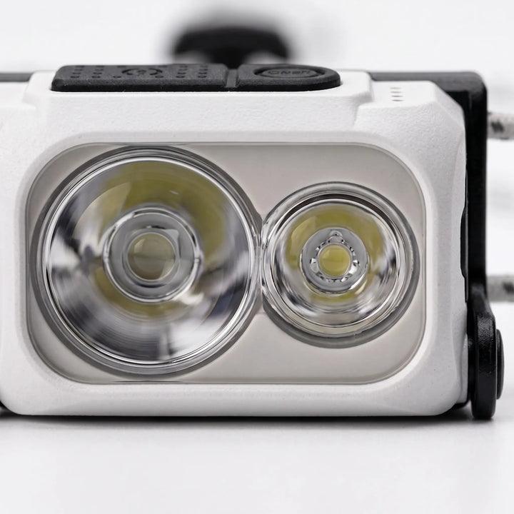 Ultralight rechargeable LED headlamp with USB charging, perfect for camping, hiking, & emergency outdoor gear.