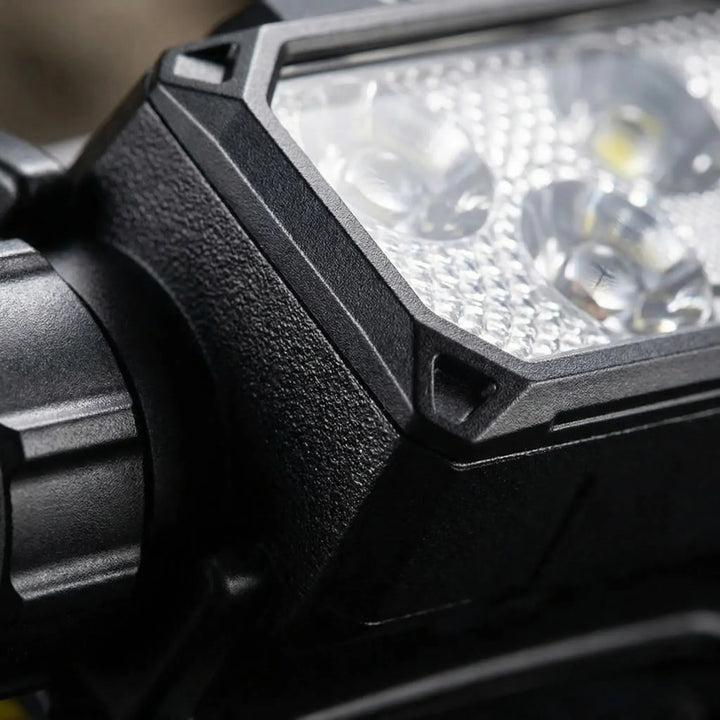 Adjustable unisex LED headlamp, USB-C rechargeable, ideal for hiking, camping, fishing & home repairs.