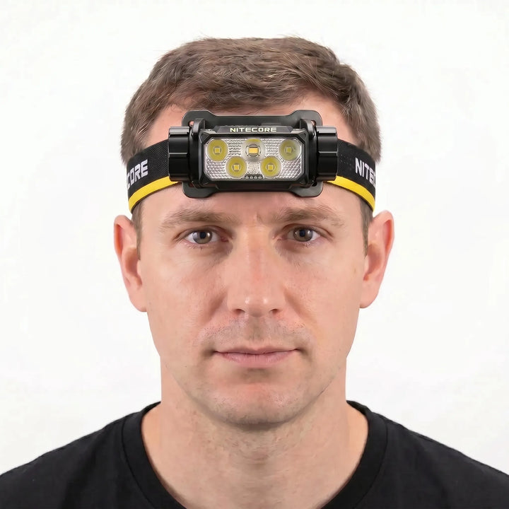 Compact USB-C rechargeable LED headlamp, perfect for overnight camping, trail running, caving & hands-free use.