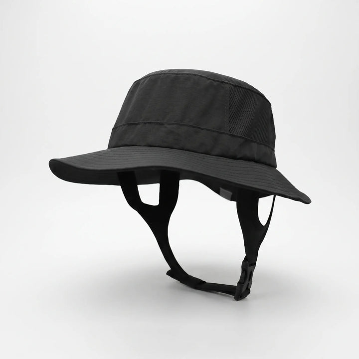 Wide brim surf bucket hat with UPF sun protection, perfect for beach, surfing, and summer outdoor adventures.