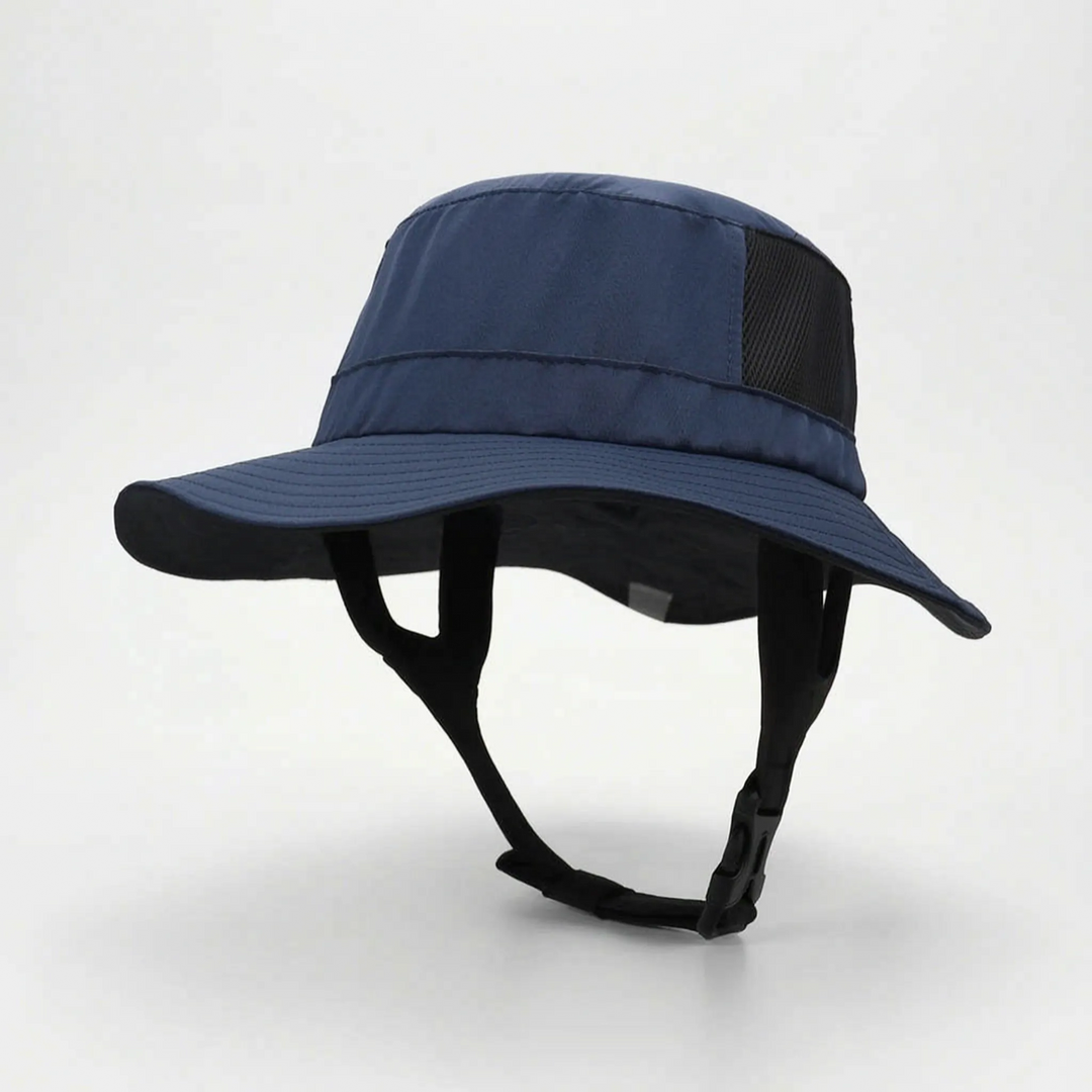 Quick-dry surf bucket hat with UPF 50+ sun protection, designed for comfort during intense outdoor activities.