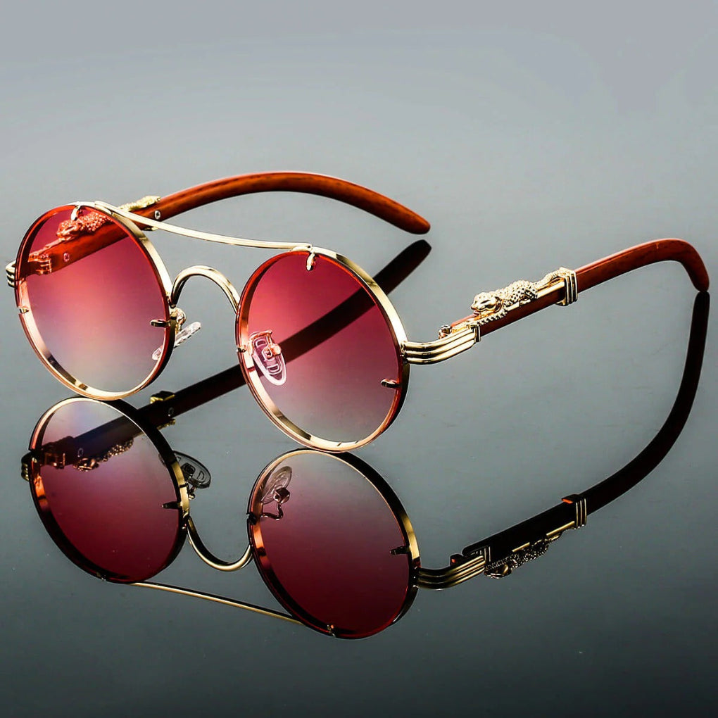 Classic retro double bridge sunglasses with gradient round lenses. Unisex design provides UV protection & fashion.