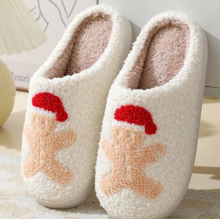 Soft winter indoor footwear: unisex slippers with a deer motif, providing warmth and non-slip security.