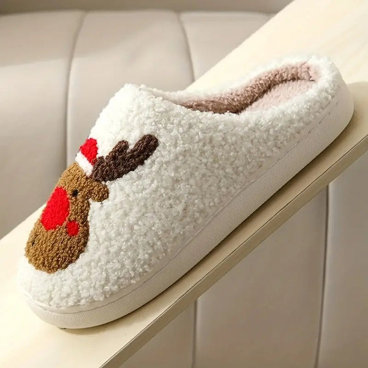 A pair of warm non-slip unisex house slippers, ready for cozy winter comfort on cold indoor floors.