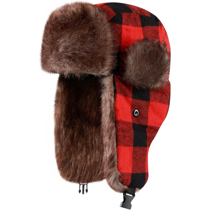 Cozy unisex winter trooper hat with adjustable ear flaps, ideal for extreme cold weather.
