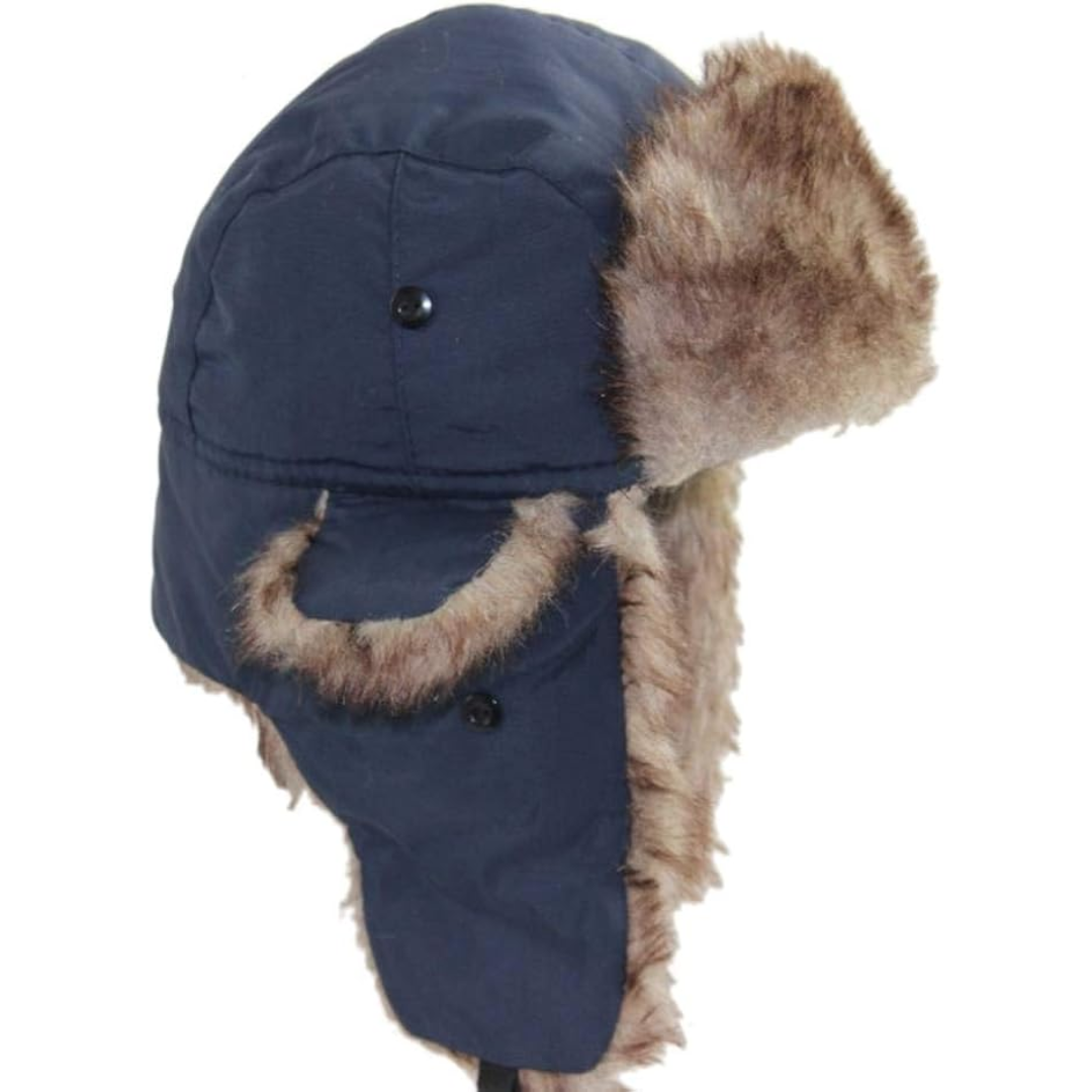 Adjustable unisex warm trooper hat featuring ear flaps for secure and comfortable winter wear.