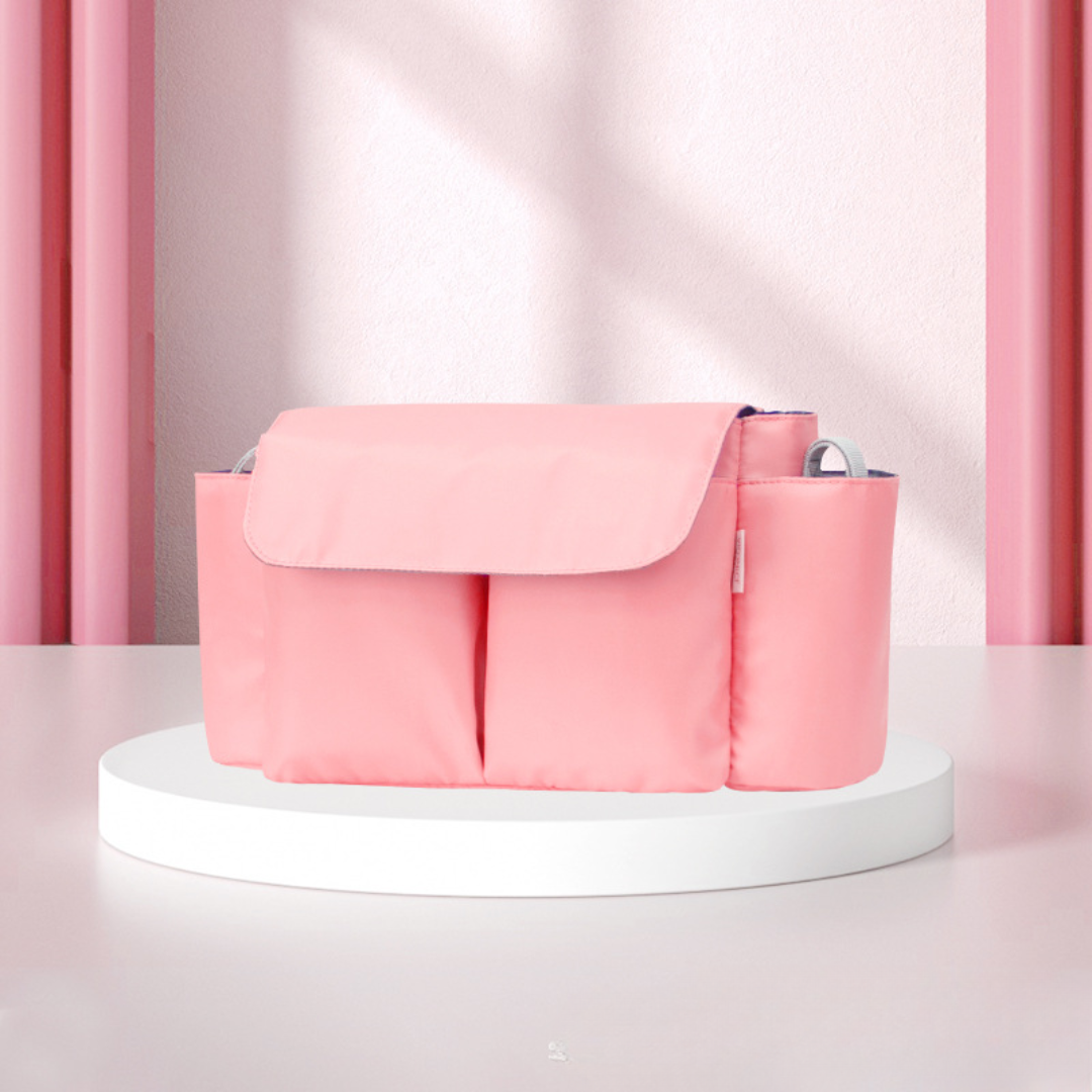 Essential stroller accessory: a roomy, water-repellent organizer for baby's needs.