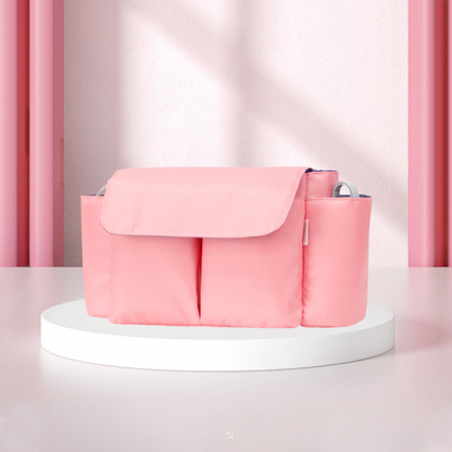 Essential stroller accessory: a roomy, water-repellent organizer for baby's needs.