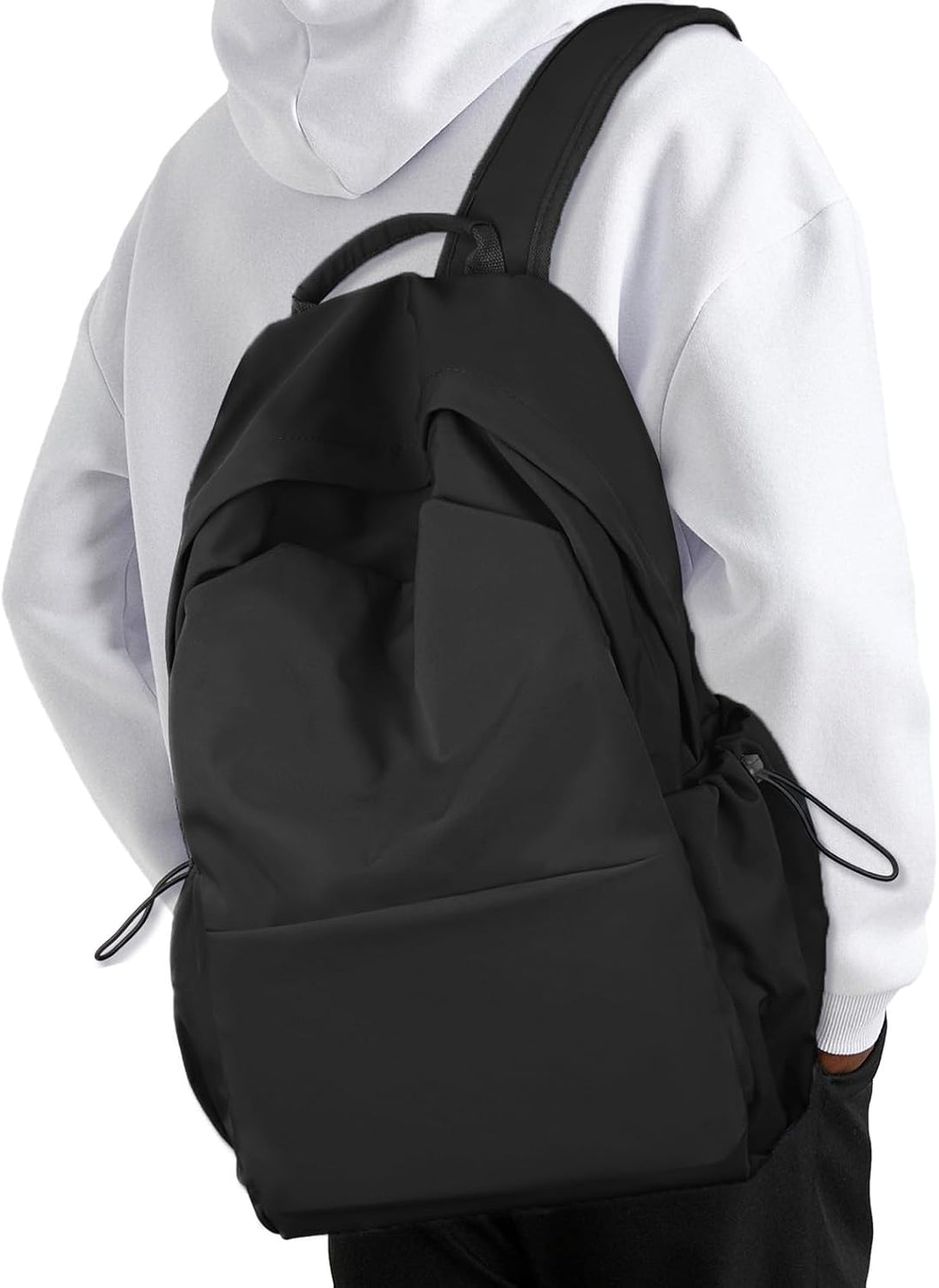 Back view: Padded straps on unisex commuter backpack, ergonomic design for comfort.
