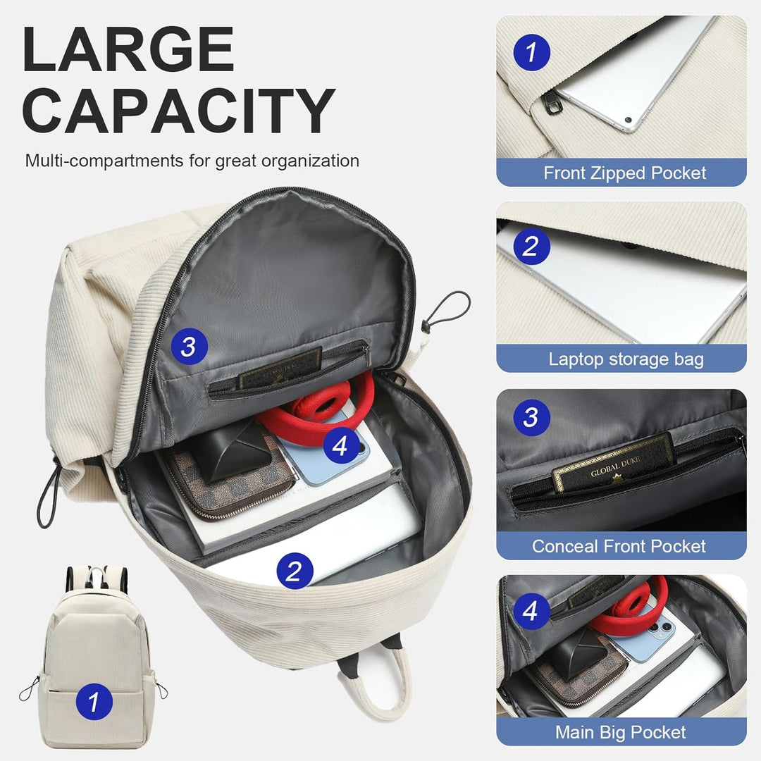 Lightweight travel backpack with organized compartments for laptops and essentials.