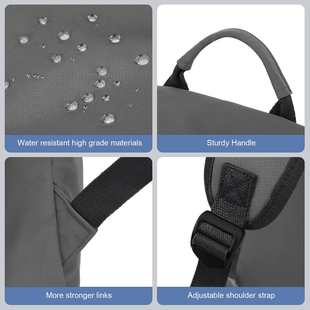 Professional work bag, water-resistant, keeping documents and devices secure and dry.