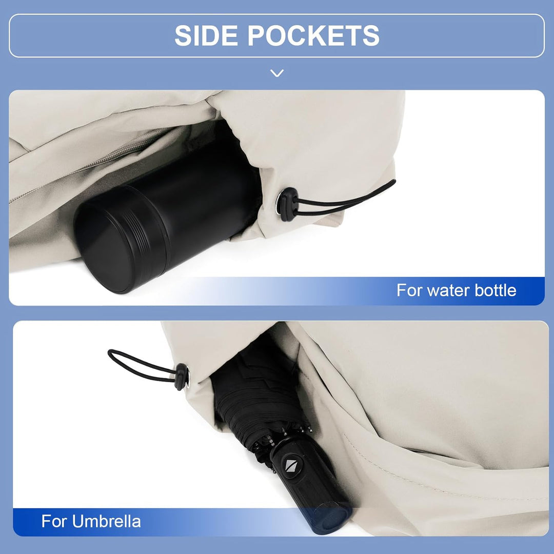 Water-resistant travel backpack, organized for short trips and weekend excursions.
