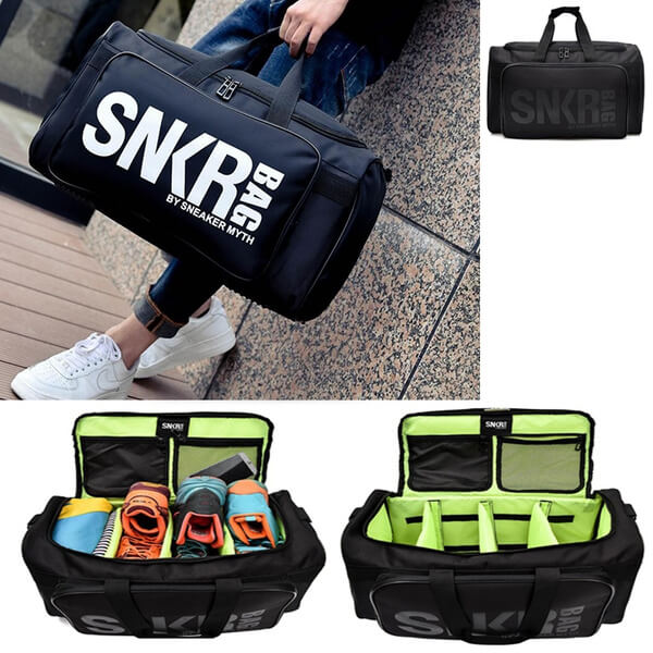 Organizer sneaker bag with removable dividers, ensuring shoes and gear stay separate & neat.