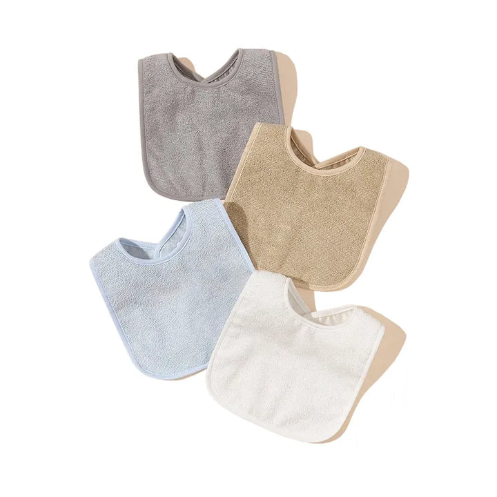 Unisex waterproof baby bibs (4-pack) for clean mealtime, easy-clean polyester/EVA for infants & toddlers.