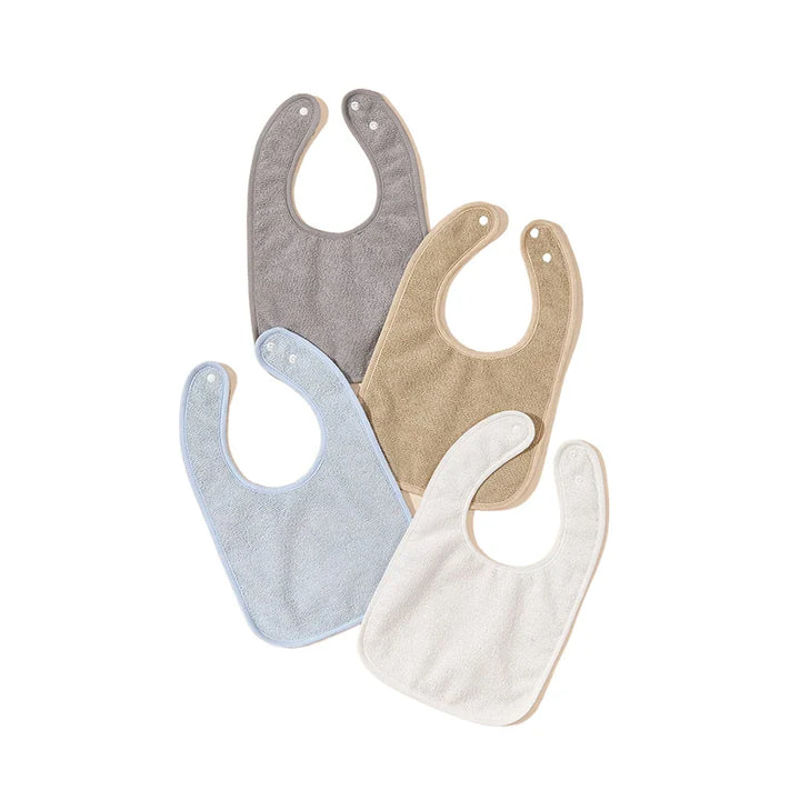 Protect clothes with 4-pack unisex waterproof baby bibs, perfect for infant feeding & toddler mealtimes.