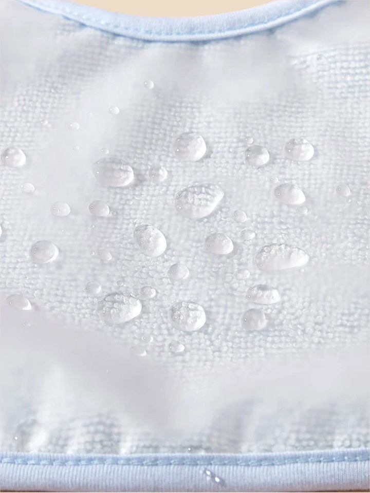Mess-free feeding with 4-pack unisex waterproof baby bibs; ideal for toddler & infant mealtimes.